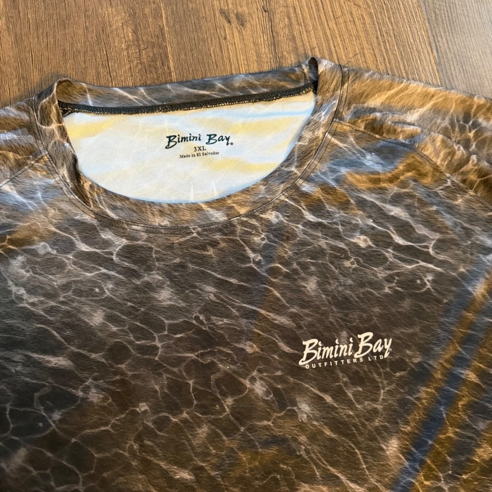 Bimini Bay Outfitters Fishing Shirt Grey Water Print Long Sleeve Mens 3XL - Picture 2 of 11